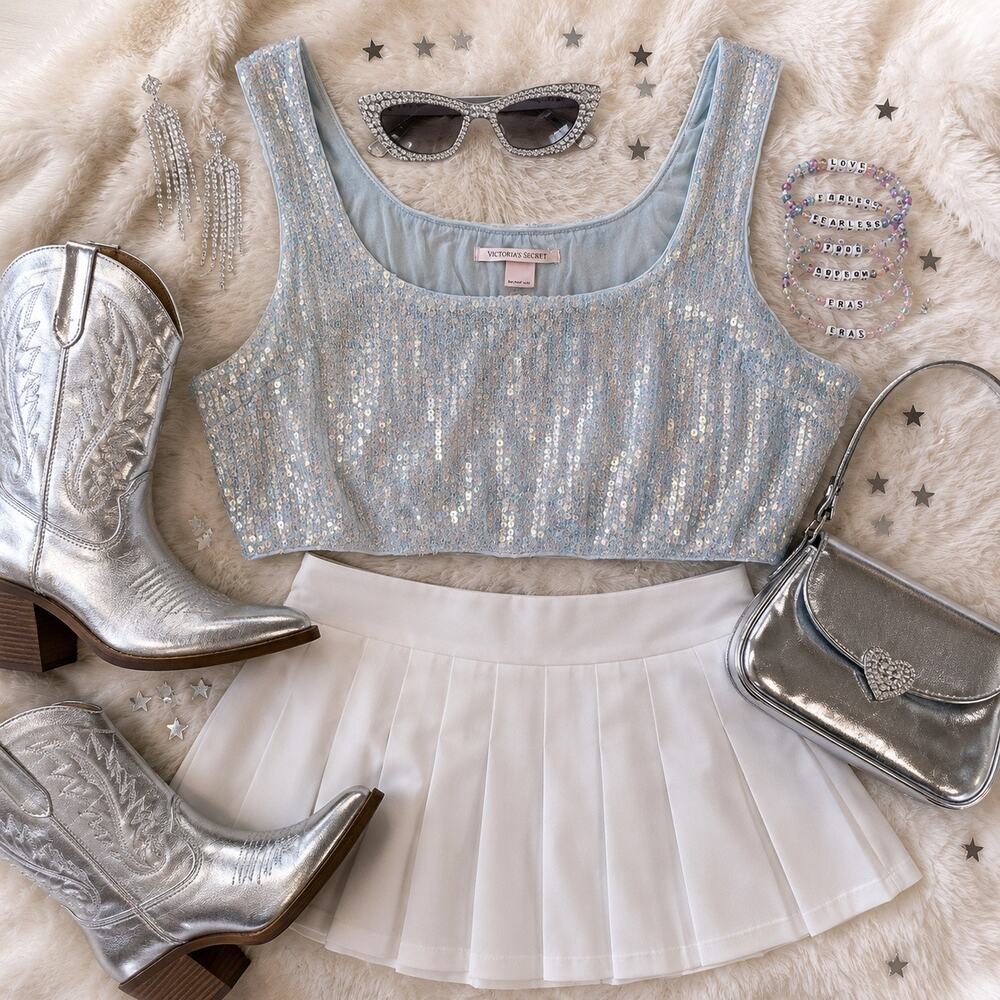 Victoria’s Secret XXL Ice Blue Sequin Mesh Crop Top Bralette NWT Festival Party